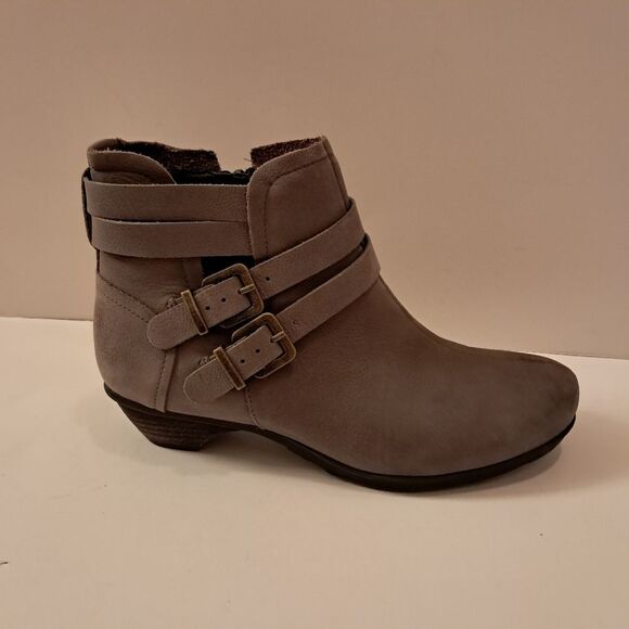 Abeo Booties Women's 6.5n Ankle Suede Nubuck Nadia Career Barn Workwear Taupe - Picture 4 of 11